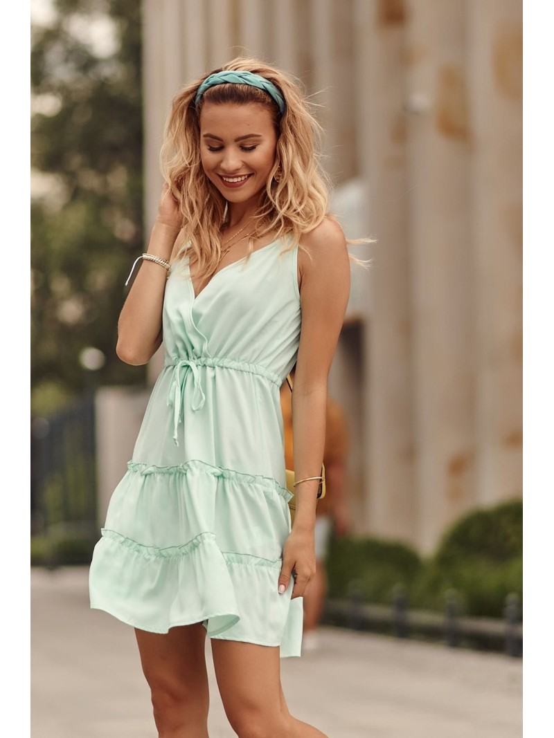 Delicate dress with an envelope neckline, mint PR3200 - Online store - Boutique